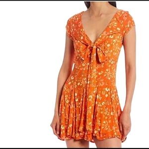 IT TAKES TWO CROSSOVER WOVEN SKATER DRESS PEACH COMBO NEW WITH TAGS